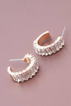 Load image into Gallery viewer, BAGUETTE STONE CIRCLE HOOP EARRINGS