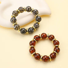 Load image into Gallery viewer, Leopard Print Beaded Stretch Bracelet