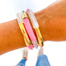 Load image into Gallery viewer, Hope Breast Cancer Awareness Acrylic Bamboo Heishi Bracelet