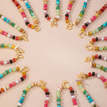 Load image into Gallery viewer, Multi Gemstone Chip Initial Charm Necklace