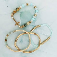 Load image into Gallery viewer, Set Of 4, Stone And Wooden Beads Bracelet