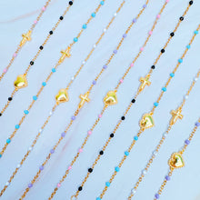 Load image into Gallery viewer, Dainty Color Dots Chain Cross Bracelet