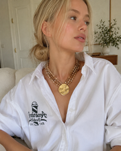 Load image into Gallery viewer, Gorgeously Draping Statement Beaded Necklace - 3 Row Marbled Beads