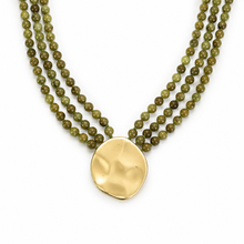 Load image into Gallery viewer, Gorgeously Draping Statement Beaded Necklace - 3 Row Marbled Beads