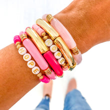 Load image into Gallery viewer, Hope Breast Cancer Awareness Acrylic Bamboo Heishi Bracelet