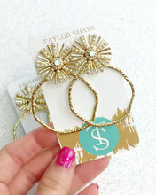 Load image into Gallery viewer, Opal Sunburst Hoops