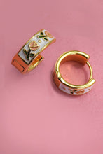 Load image into Gallery viewer, VINTAGE CLOISONNE FLORAL HUGGIE HOOP EARRINGS
