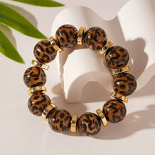 Load image into Gallery viewer, Leopard Print Beaded Stretch Bracelet