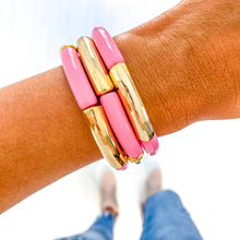 Load image into Gallery viewer, Hope Breast Cancer Awareness Acrylic Bamboo Heishi Bracelet