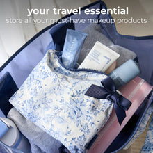 Load image into Gallery viewer, Something Navy Bow Crinkle Makeup & Toiletry Bag