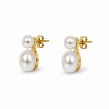 Load image into Gallery viewer, Classic Double Freshwater Pearl Earrings