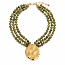 Load image into Gallery viewer, Gorgeously Draping Statement Beaded Necklace - 3 Row Marbled Beads