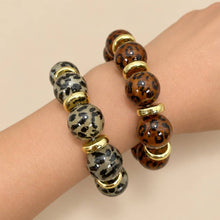 Load image into Gallery viewer, Leopard Print Beaded Stretch Bracelet