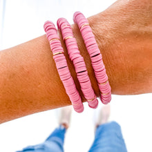Load image into Gallery viewer, Hope Breast Cancer Awareness Acrylic Bamboo Heishi Bracelet
