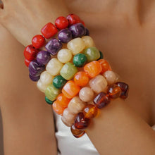 Load image into Gallery viewer, Color-Block Cube Circle Stretch Cord Bracelet | 40B5197
