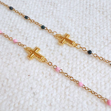 Load image into Gallery viewer, Dainty Color Dots Chain Cross Bracelet
