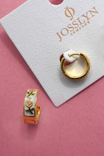 Load image into Gallery viewer, VINTAGE CLOISONNE FLORAL HUGGIE HOOP EARRINGS
