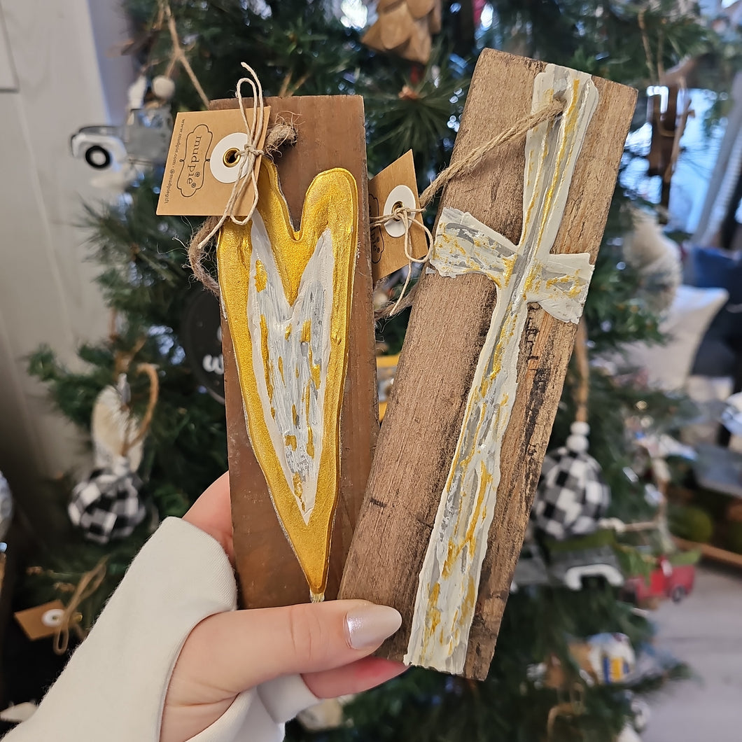 GOLD RECLAIMED WOOD ORNAMENT