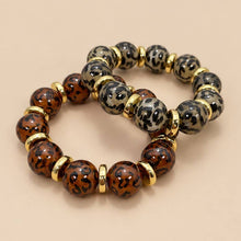 Load image into Gallery viewer, Leopard Print Beaded Stretch Bracelet

