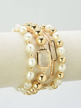 Load image into Gallery viewer, 4 Piece Chain, Pearl, and CCB Stretch Bracelet
