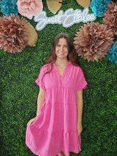 Load image into Gallery viewer, HOT PINK RUFFLE COLLAR DRESS
