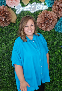 AQUA RAW HEM BUTTON TOP
