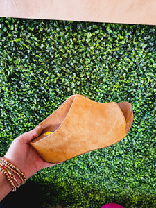 TAN CARRIER SUEDE SLIP ON WEDGE