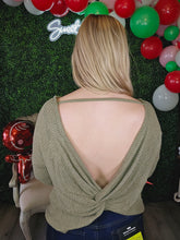 Load image into Gallery viewer, OLIVE LS OPEN BACK KNIT TOP
