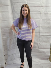 Load image into Gallery viewer, LILAC SS STRIPED CROP SWEATER
