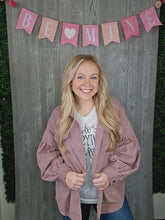 Load image into Gallery viewer, DUSTY ROSE LS BUTTON DOWN CORD OVERSIZED JACKET
