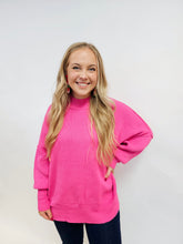 Load image into Gallery viewer, FUCHSIA SIDE SLIT OVERSIZED SWEATER
