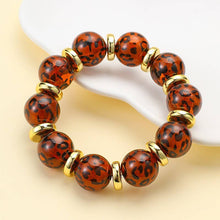 Load image into Gallery viewer, Leopard Print Beaded Stretch Bracelet
