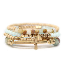 Load image into Gallery viewer, Set Of 4, Stone And Wooden Beads Bracelet
