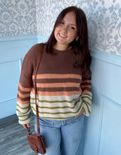 Load image into Gallery viewer, NWT BiBi Brown/Orange/Cream/Green LS Sweater
