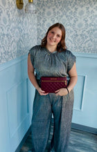 Load image into Gallery viewer, NWT Glam Silver Shimmer SS Top/Pants Set
