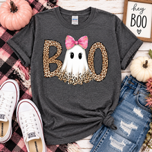 Load image into Gallery viewer, Boo Ghost Preppy Leopard Graphic Adult Shirt
