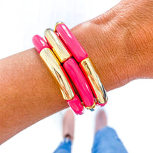 Load image into Gallery viewer, Hope Breast Cancer Awareness Acrylic Bamboo Heishi Bracelet
