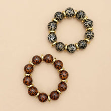 Load image into Gallery viewer, Leopard Print Beaded Stretch Bracelet
