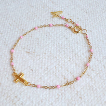 Load image into Gallery viewer, Dainty Color Dots Chain Cross Bracelet
