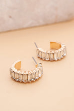 Load image into Gallery viewer, BAGUETTE STONE CIRCLE HOOP EARRINGS
