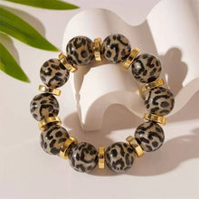 Load image into Gallery viewer, Leopard Print Beaded Stretch Bracelet
