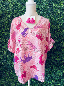 PINK MULTI CHEETAH TOP