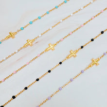 Load image into Gallery viewer, Dainty Color Dots Chain Cross Bracelet
