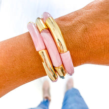 Load image into Gallery viewer, Hope Breast Cancer Awareness Acrylic Bamboo Heishi Bracelet
