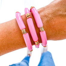 Load image into Gallery viewer, Hope Breast Cancer Awareness Acrylic Bamboo Heishi Bracelet
