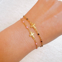 Load image into Gallery viewer, Dainty Color Dots Chain Cross Bracelet
