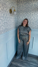 Load image into Gallery viewer, NWT Glam Silver Shimmer SS Top/Pants Set
