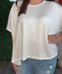 RIBBED STRIPED OVERSIZED SS TOP