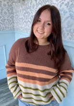 Load image into Gallery viewer, NWT BiBi Brown/Orange/Cream/Green LS Sweater
