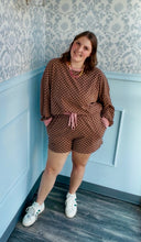 Load image into Gallery viewer, Amelia Lane Brown/Pink Checkered LS Top/Shorts Set
